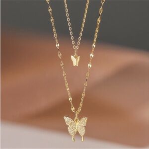 Gold butterfly necklace